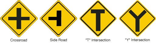 yellow road signs and meanings